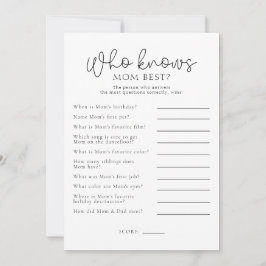 Wer kennt die Mama Best Baby Shower Game Card? Einladung