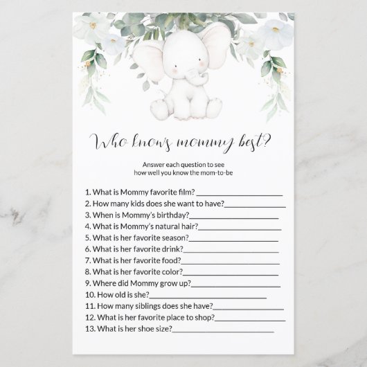 Wer kennt die Mama Best Baby Shower Games? (Vorderseite)