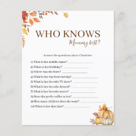 Wer kennt die Mama Best Fall Baby Shower Game Card