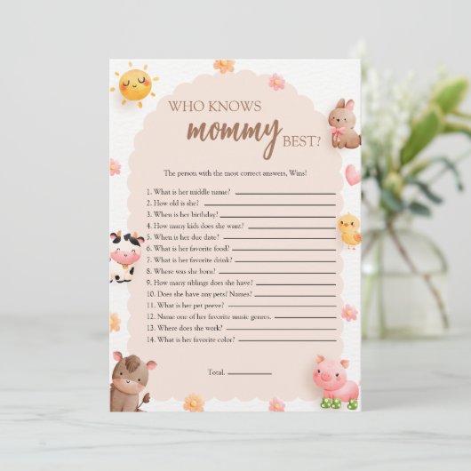 Wer kennt die Mama Best Game Card? Einladung (Stehend Vorderseite)