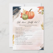 Wer kennt die Mama Best Pumpkin Baby Shower Game C Einladung (Vorderseite)