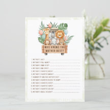 Wer kennt die Mutter am besten Safari-Baby-Shower-