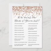 Wer kennt die Rose Bride & Groom Gold Bridal Game Einladung (Vorderseite)