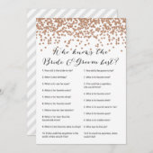 Wer kennt die Rose Bride & Groom Gold Bridal Game Einladung (Vorne/Hinten)