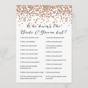 Wer kennt die Rose Bride & Groom Gold Bridal Game Einladung