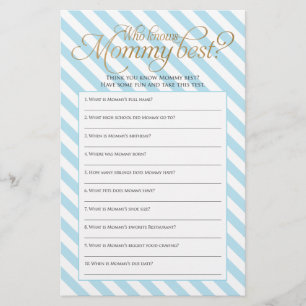 Wer kennt Mama am besten Baby Shower Spiel Flyer