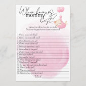 Wer kennt Mama am besten? Pink Kitten Babydusche Hinweiskarte (Vorderseite)