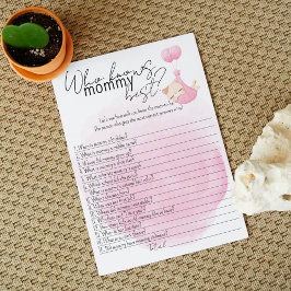 Wer kennt Mama am besten? Pink Kitten Babydusche Hinweiskarte