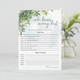 "Wer kennt Mama Best" Baby-Duschspiel Einladung