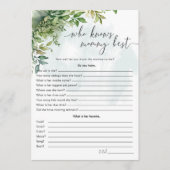 "Wer kennt Mama Best" Baby-Duschspiel Einladung (Vorderseite)