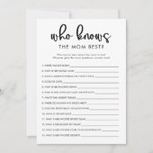Wer kennt Mama Mama am besten Baby Dusche Spiel Einladung (Vorderseite)