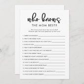 Wer kennt Mama Mama am besten Baby Dusche Spiel Einladung (Vorne/Hinten)