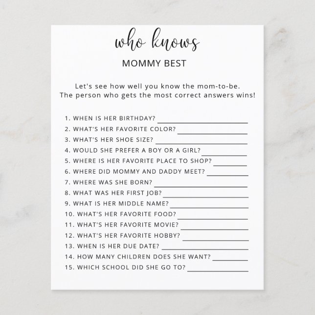 Wer kennt Mami am besten? (Vorderseite)