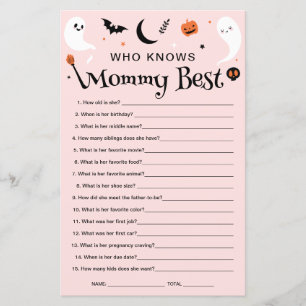 Wer kennt Mami Pink Halloween Baby Shower Spiel 