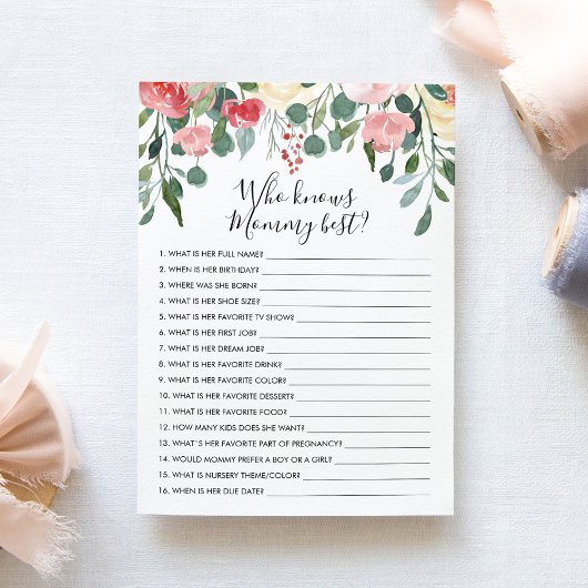 Wer kennt Mommy Best? Babyduschkarte Einladung