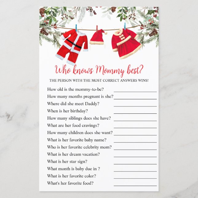 Wer kennt Mommy best Christmas Game? (Vorderseite)