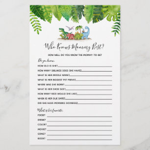 Wer kennt Mommy Best Dinosaur Baby Shower Game?