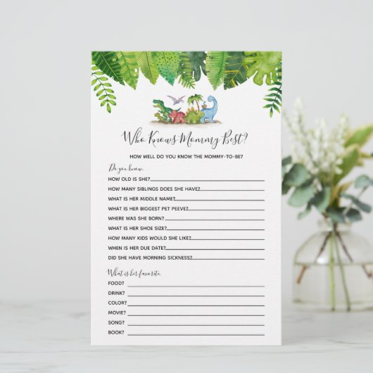 Wer kennt Mommy Best Dinosaur Baby Shower Game? (Stehend Vorderseite)