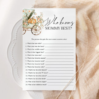 Wer kennt Mommy Best Fall Pumpkin Baby Shower Game