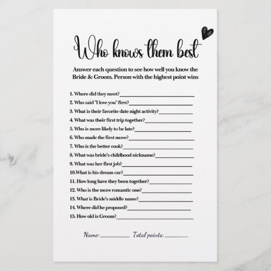 Wer kennt sie als das beste Brautparty-Spiel? (Vorderseite)