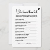 Wer kennt sie als das beste Brautparty-Spiel? Einladung (Vorderseite)