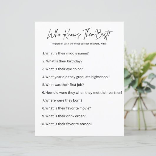 Wer kennt sie am besten? Party Game (Stehend Vorderseite)