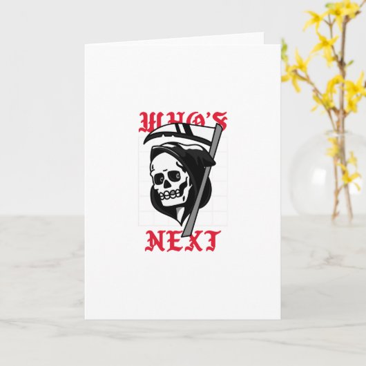 Wer kommt als Nächstes mit grimmigem Sensenmann? Karte (Gelbe Blume)