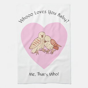 Wer Lieben dich Baby? Owls Baby Shower Valentine Geschirrtuch
