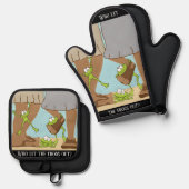 Wer Ließ die Frösche aus? Ofenhandschuh & Topflappen-Set (Vorderseite/Rückseite)