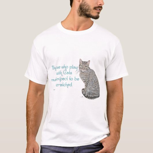 Wer mit Katzen spielt T-Shirt (Vorderseite)