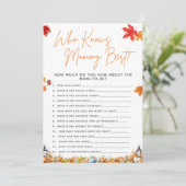 WER MOMMY BEST Questions Baby Shower Game kennt Einladung (Stehend Vorderseite)