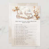 WER MOMMY BEST Questions Baby Shower Game kennt Einladung (Vorne/Hinten)