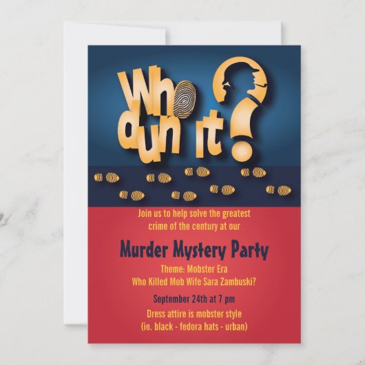 Wer? Mord Mystery Party Einladung (Vorderseite)