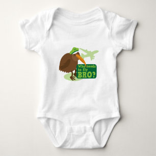 Wer muss bro fliegen? Kiwivogel Spaß Baby Strampler