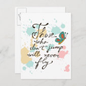 Wer nicht springt, wird nie fliegen postkarte (Vorne/Hinten)