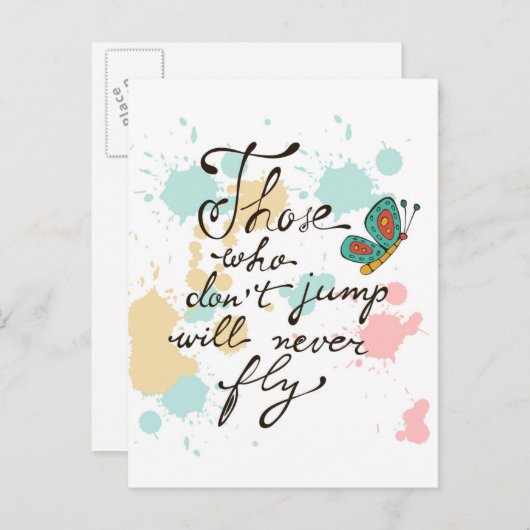 Wer nicht springt, wird nie fliegen postkarte (Vorne/Hinten)