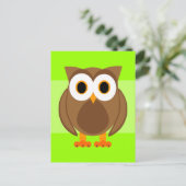 Wer? Owl Cartoon Postkarte (Stehend Vorderseite)
