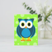 Wer? Owl Cartoon Postkarte (Stehend Vorderseite)