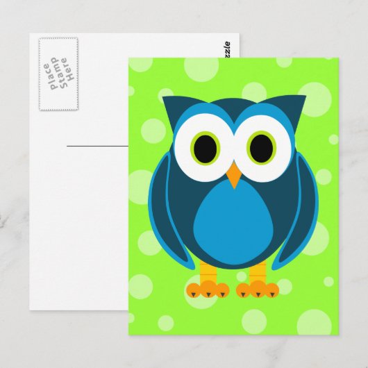 Wer? Owl Cartoon Postkarte (Vorne/Hinten)