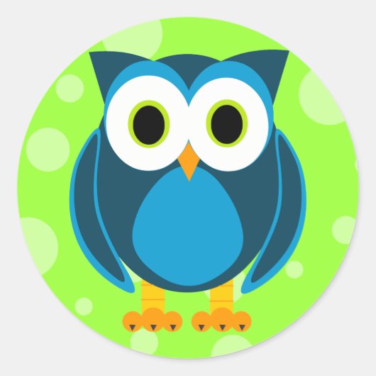 Wer? Owl Cartoon Runder Aufkleber (Vorderseite)