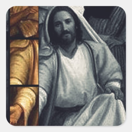 Wer sagt ihr, dass ich bin? quadratischer aufkleber (Vorderseite)