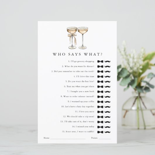 Wer sagt, was Champagne Gay Polterabend Game (Stehend Vorderseite)