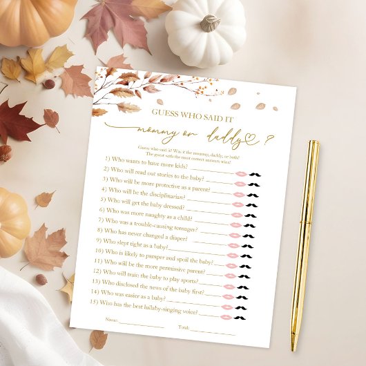 Wer sagte es Baby Duschspiel Einladung