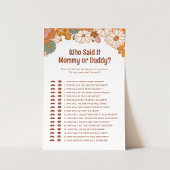 Wer sagte es Groovy Baby Shower Game