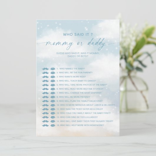 Wer sagte es Mama? | Daddy Baby Showcard Einladung (Stehend Vorderseite)