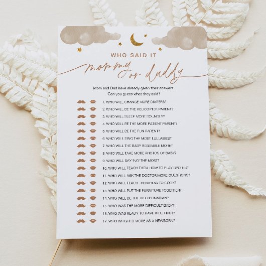 Wer sagte es Mama oder Daddy Baby Game Twinkle Sta Einladung
