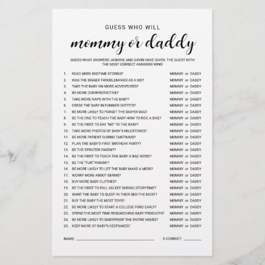 Wer sagte, es Spaß Budget Freundliches Baby Duschs Flyer (Vorne)