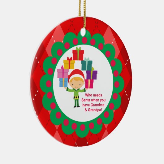 Wer Santa-Oma & Opa Elf Ornament braucht (Rechts)