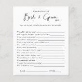 Wer sie am besten kennt | Brautparty Game (Vorderseite)