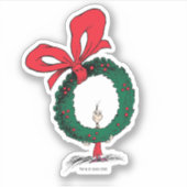 Wer späht durch den Weihnachtskranz Aufkleber (Vorderseite)